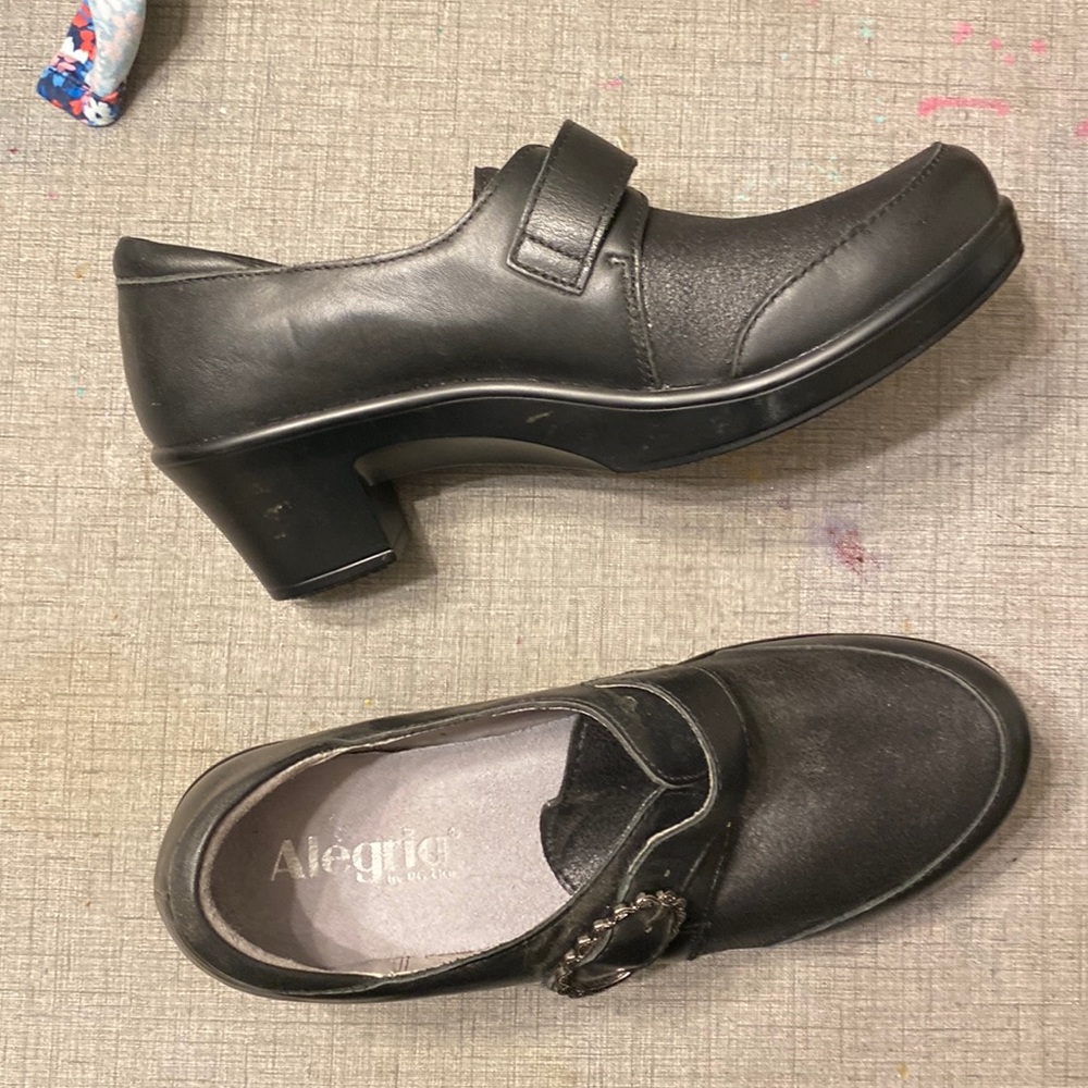 Women’s Black Alegria Holli 39 heeled oxfords. NWOT.